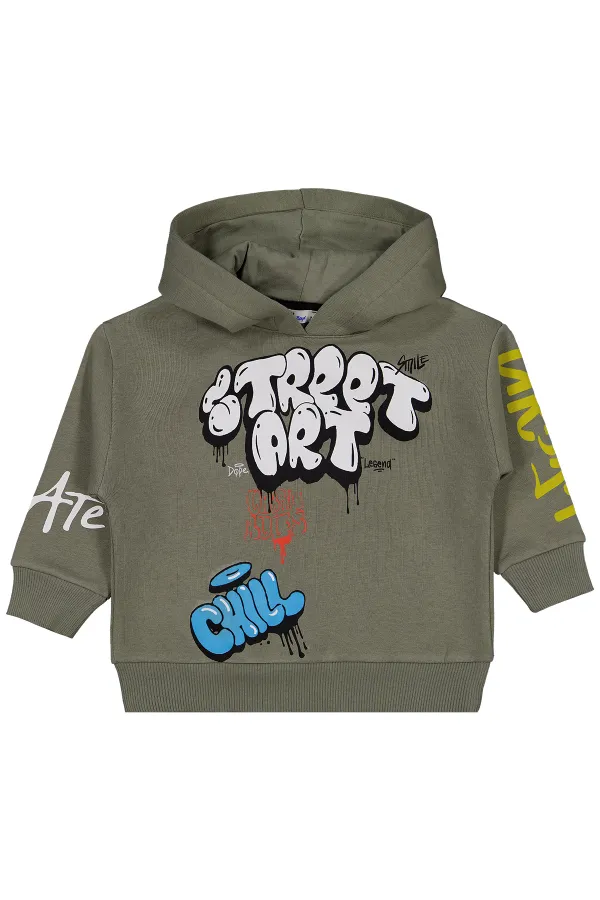 Erkek Çocuk Sweatshirt 2-5 Yaş Açık Haki - Paket