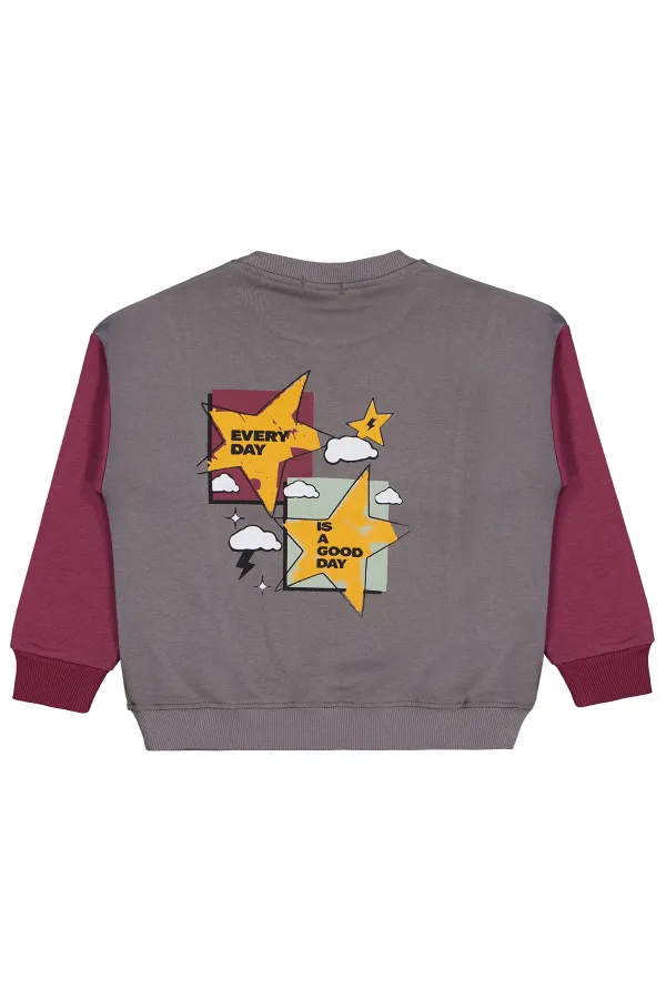 Erkek Çocuk Sweatshirt 6-9 Yaş Bordo - Paket