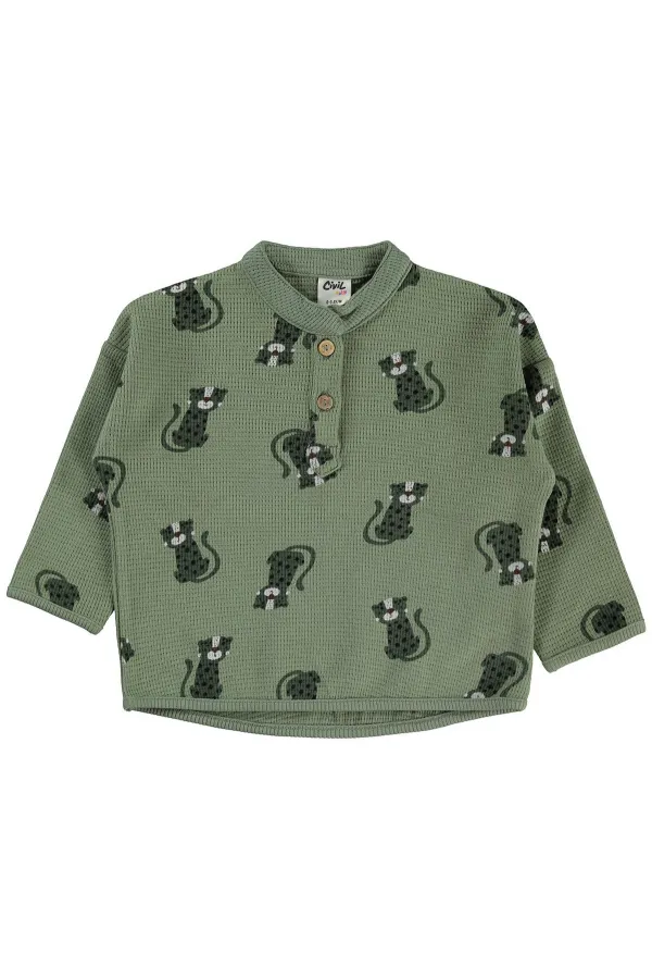 Bebek Sweatshirt 0-24 Ay Haki - Paket