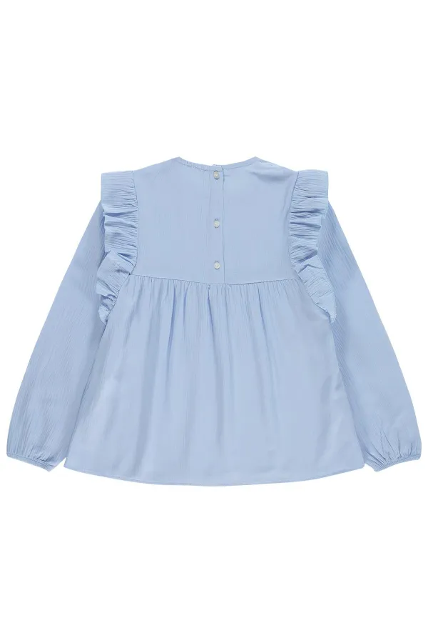 T-shirt fille, 10-13 ans, bleu ciel - Lot