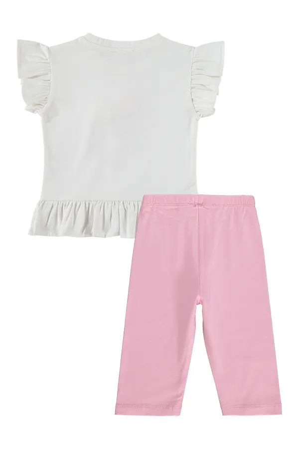 Ensemble pour fille de 2 à 5 ans, écru-rose - Emballage