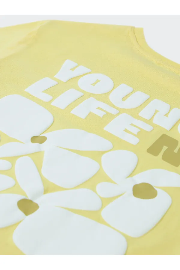 Girls' T-Shirt 10-13 Years Old Light Yellow - Package