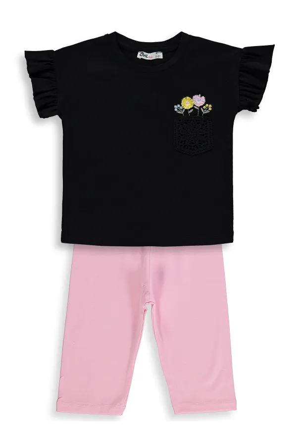 Kız Çocuk Takım 2-5 Yaş Siyah-Pembe - Paket