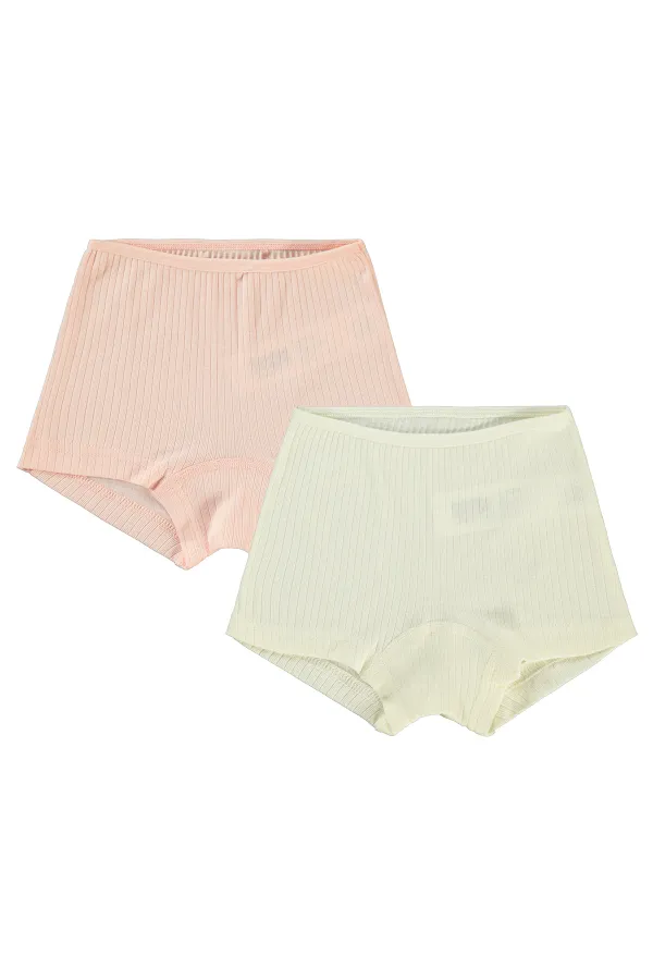 Kız Çocuk Boxer 2-9 Yaş Ekru-Somon - Paket