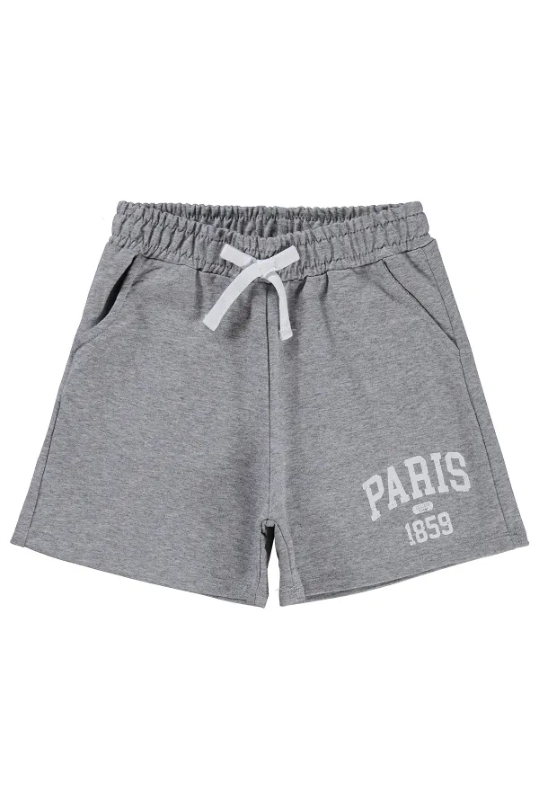 Short pour fille, 6-9 ans, gris chiné - Lot