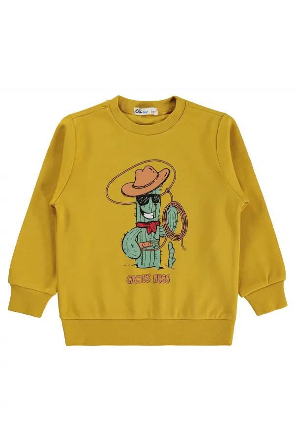 Erkek Çocuk Sweatshirt Km 2-5 Yaş Hardal - Paket