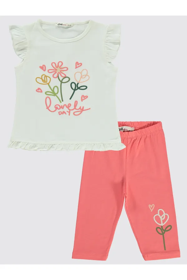 Kız Çocuk Takım 2-5 Yaş Ekru - Paket