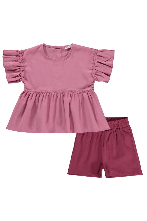 Kız Çocuk Takım 2-5 Yaş Gül Kurusu - Paket