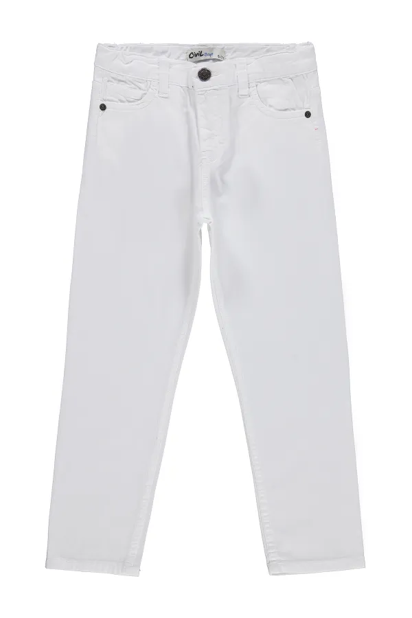 Boys' Trousers, Ages 10-13, White - Pack