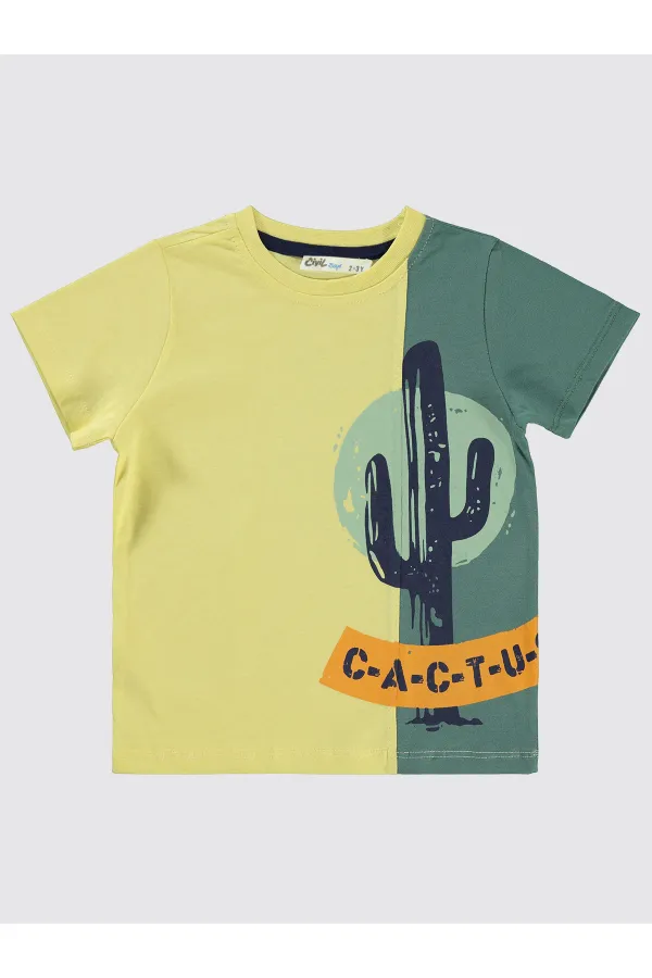 T-shirt garçon jaune clair 2-5 ans - Emballage