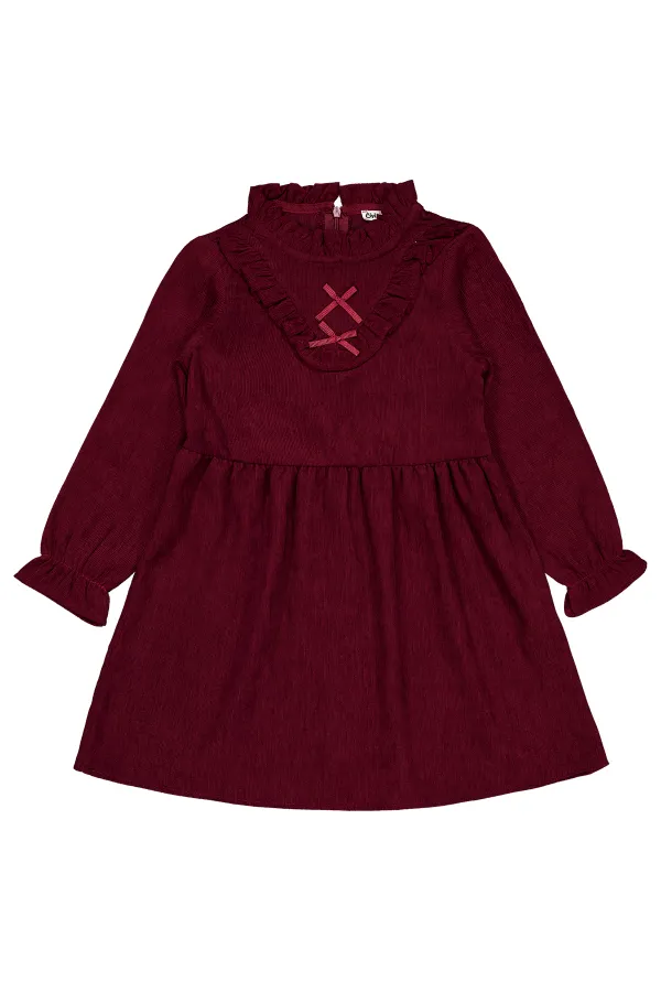 Ensemble gilet et robe bordeaux pour fille de 6 à 9 ans - Pack