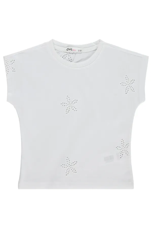 T-shirt fille, 2-5 ans, blanc cassé - Emballage