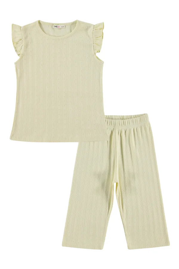 Kız Çocuk Pijama Takımı 6-9 Yaş Sarı - Paket