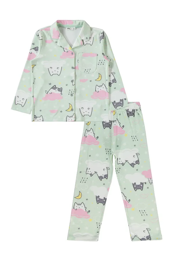Girls Pajama Set 10-13 Years Old Fresh Mint - Package