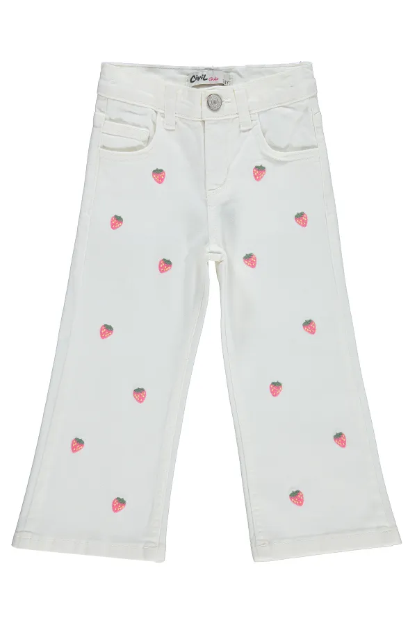 Kız Çocuk Pantolon 2-5 Yaş Kırık Beyaz - Paket