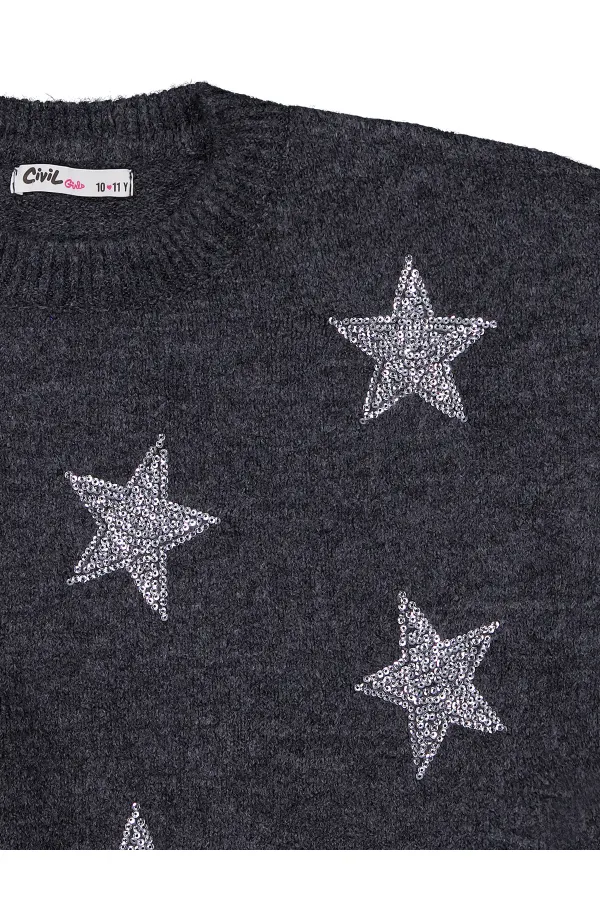 Kız Çocuk Kazak 10-13 Yaş Antrasit - Paket