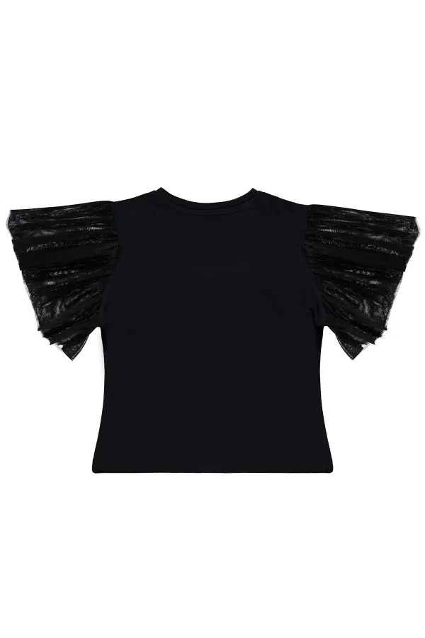 Lot de t-shirts noirs pour filles, 6-9 ans