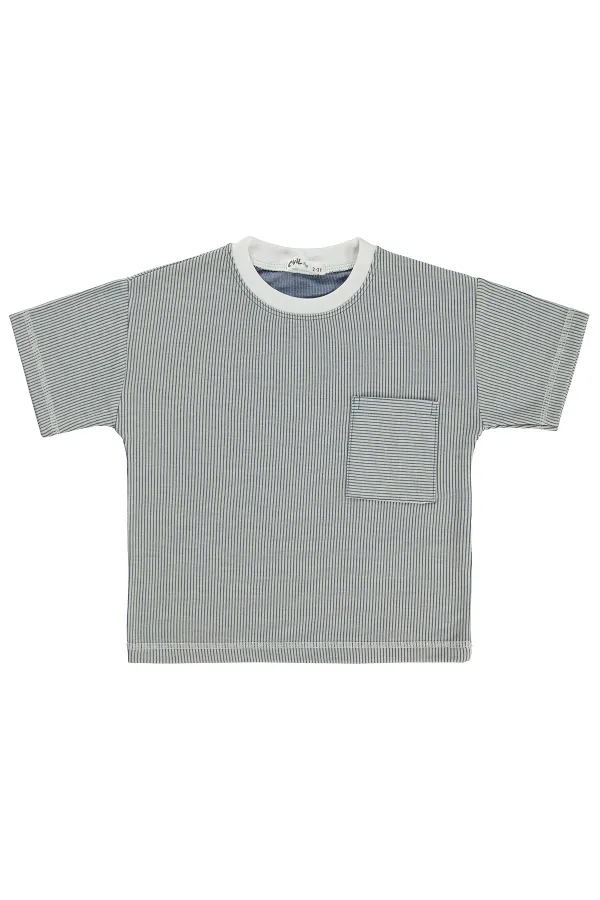 T-shirt garçon, 2-5 ans, bleu indigo clair - Lot