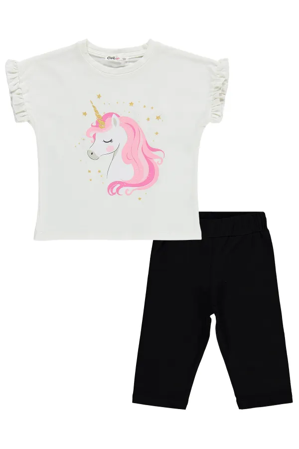 Kız Çocuk Takım 2-5 Yaş Ekru - Paket