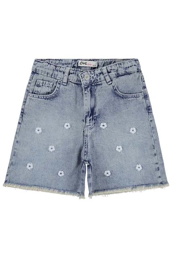 Kız Çocuk Şort 10-13 Yaş Mavi - Paket