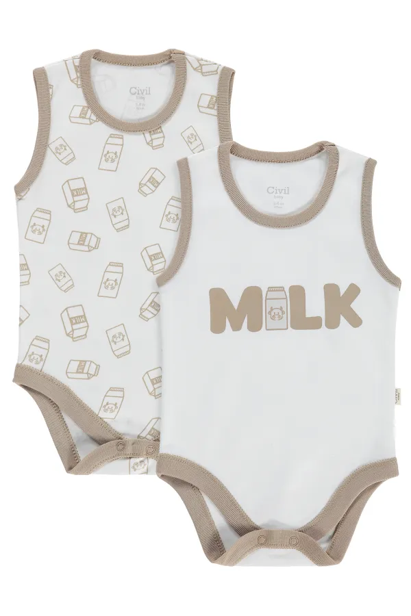 Bebek Çıtçıtlı Badi 0-24 Ay Ekru - Paket