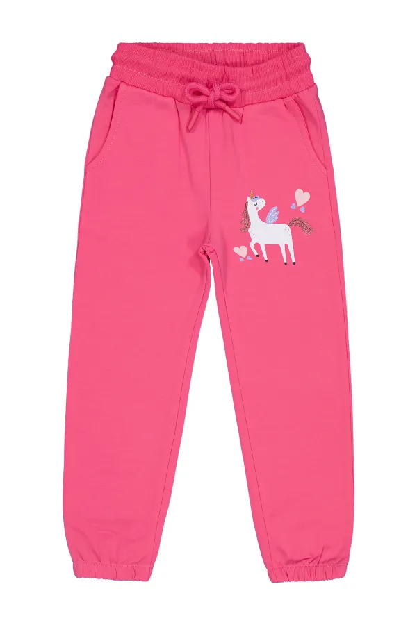 Girl's Tracksuit Bottoms 2-5 Years Old Dark Pink - Pack