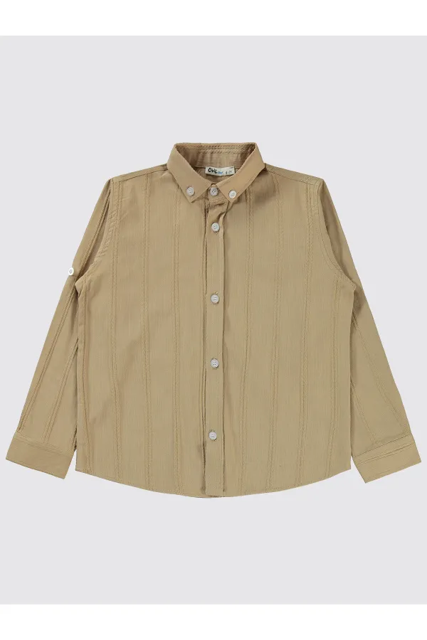 Erkek Çocuk Gömlek 6-9 Yaş Kahverengi - Paket