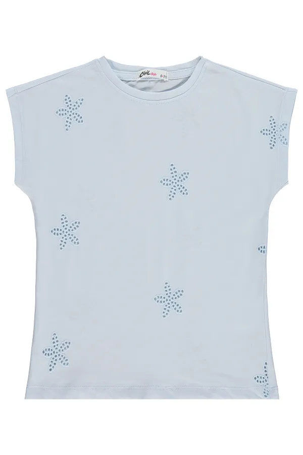 Kız Çocuk Tişört 6-9 Yaş Açık Mavi - Paket