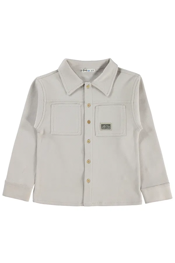 Chemise garçon, 10-13 ans, couleur pierre foncée - Emballage