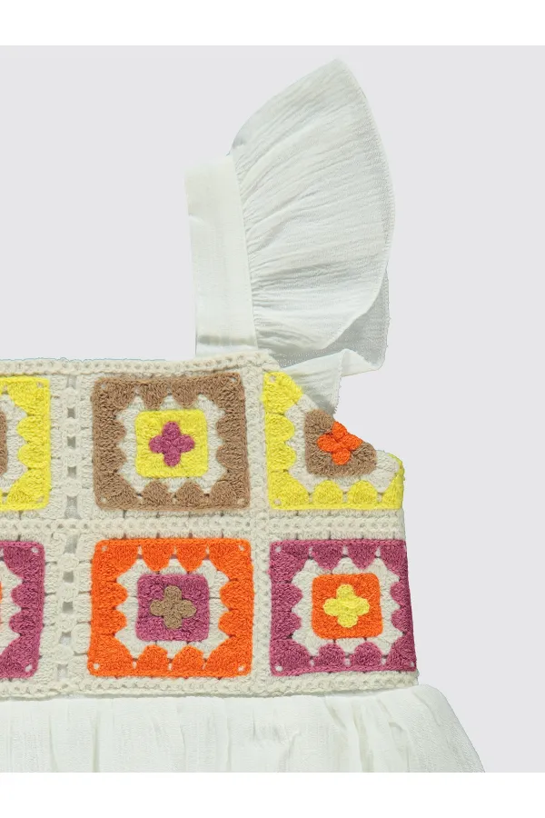 Kız Çocuk Jile ve Elbise 6-9 Yaş Ekru - Paket