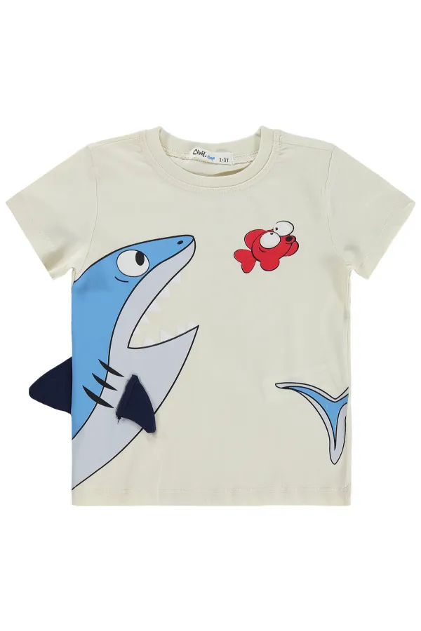 Erkek Çocuk Tişört 2-5 Yaş Ekru - Paket