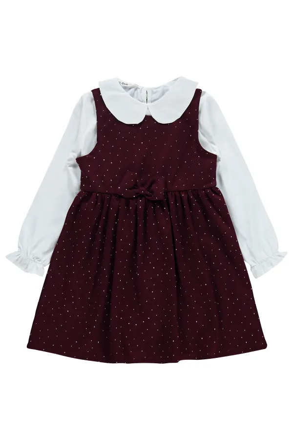 Combinaison et robe pour fille, 6-9 ans, bordeaux - Ensemble