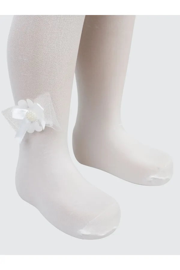 Kız Çocuk Külotlu Çorap 2-9 Yaş Ekru - Paket