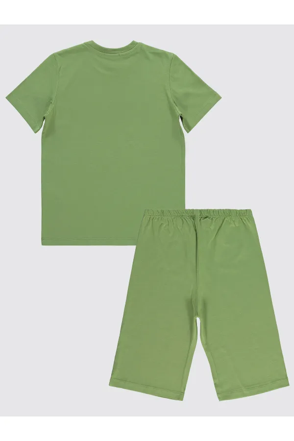 Erkek Çocuk Pijama Takımı 10-13 Yaş Açık Haki - Paket
