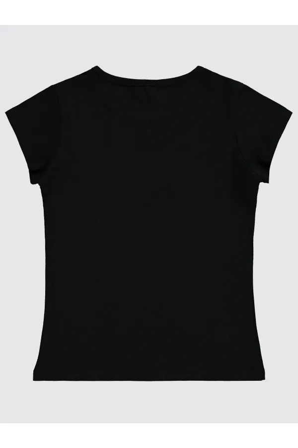 Kız Çocuk Tişört Km 6-9 Yaş Siyah - Paket