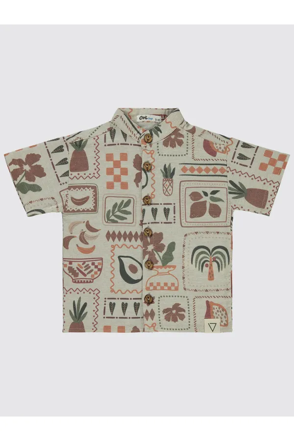 Erkek Çocuk Gömlek 2-5 Yaş Taş Rengi - Paket