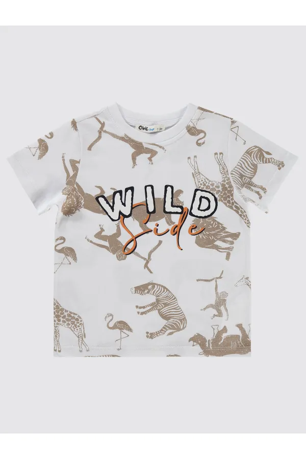 Erkek Çocuk Tişört 2-5 Yaş Ekru - Paket