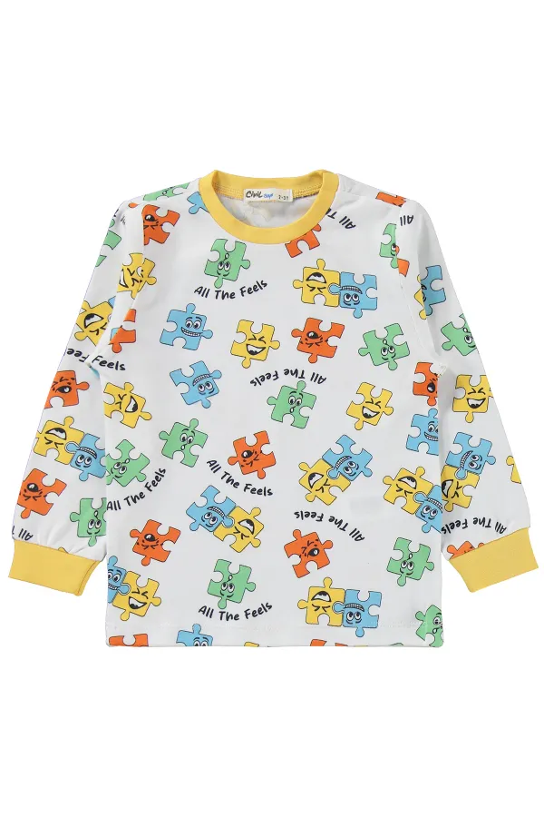 Erkek Çocuk Pijama Takımı 2-5 Yaş Sarı - Paket