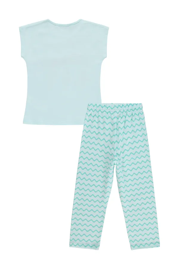 Kız Çocuk Pijama Takımı 6-9 Yaş Açık Mint - Paket