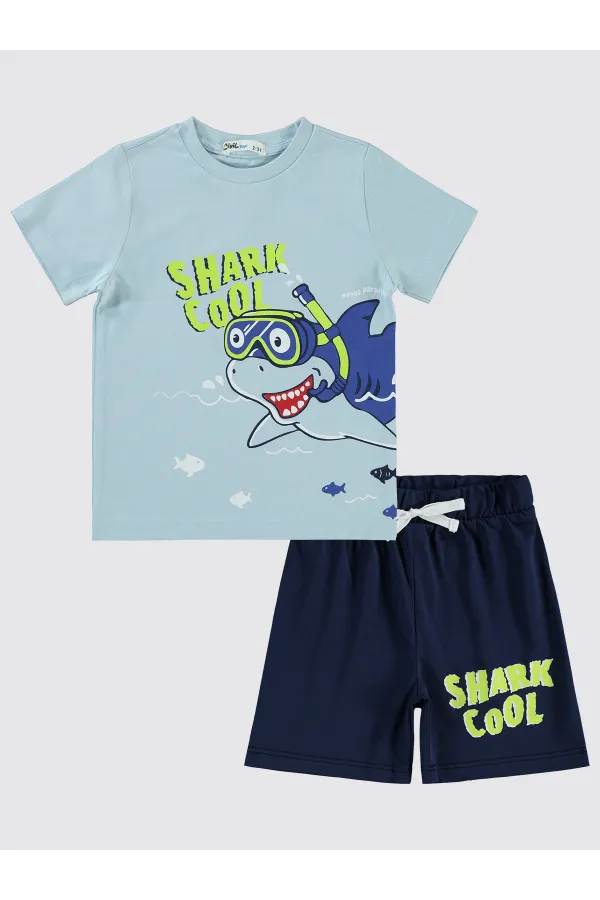 Erkek Çocuk Pijama Takımı 2-5 Yaş Buz Mavi - Paket