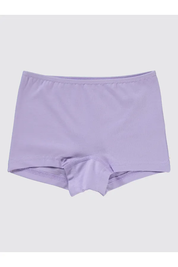 Kız Çocuk Boxer 2-9 Yaş Beyaz-Lila - Paket