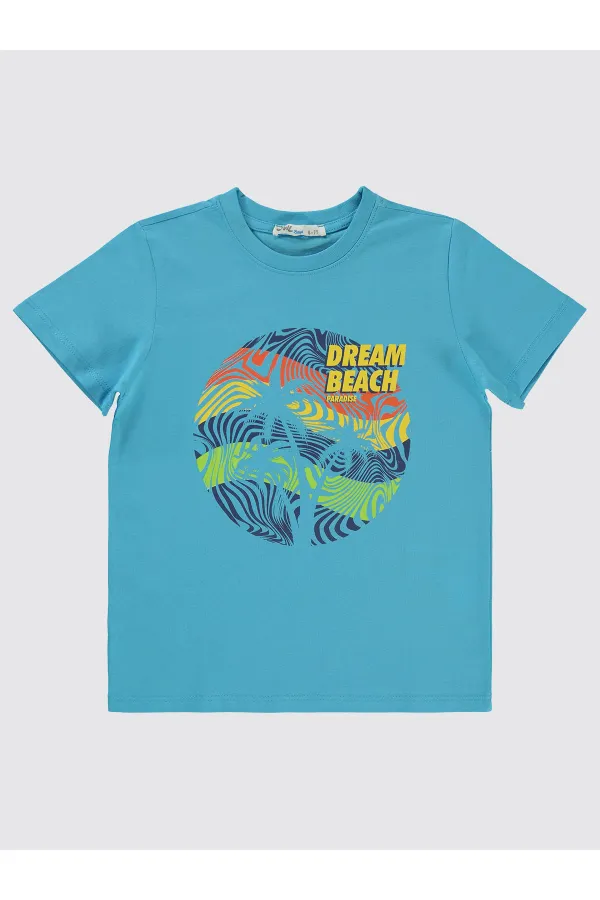 Boys T-Shirt 6-9 Years Turquoise - Package