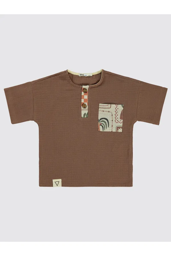 T-shirt garçon marron 2-5 ans - Emballage