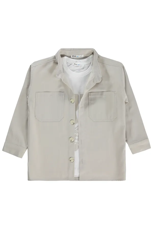 Erkek Çocuk Gömlek Set 6-9 Yaş Koyu Taş Rengi - Paket