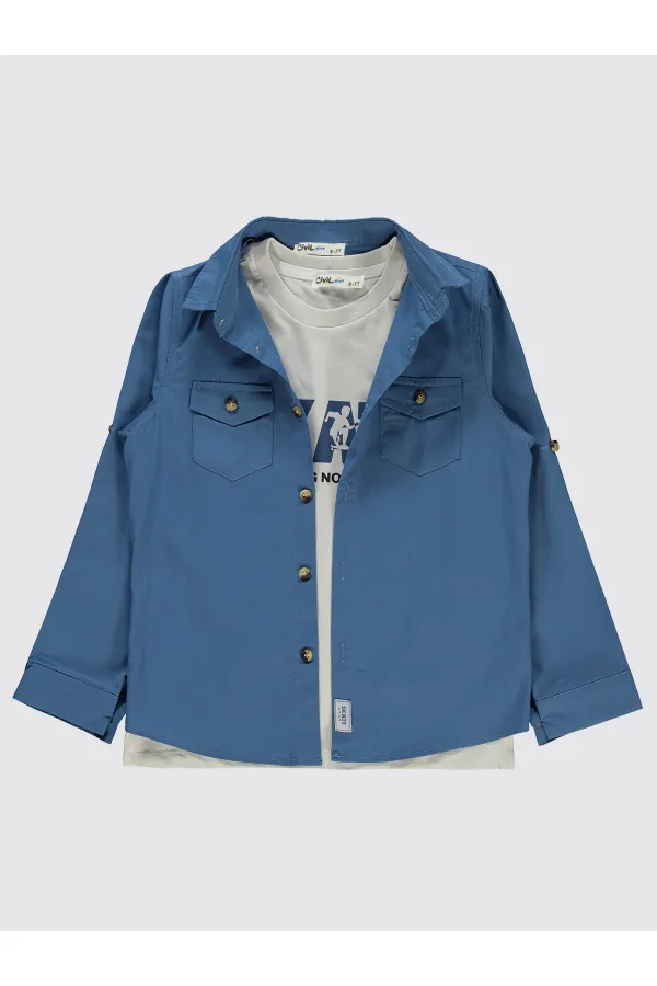 Erkek Çocuk Gömlek 6-9 Yaş İndigo - Paket