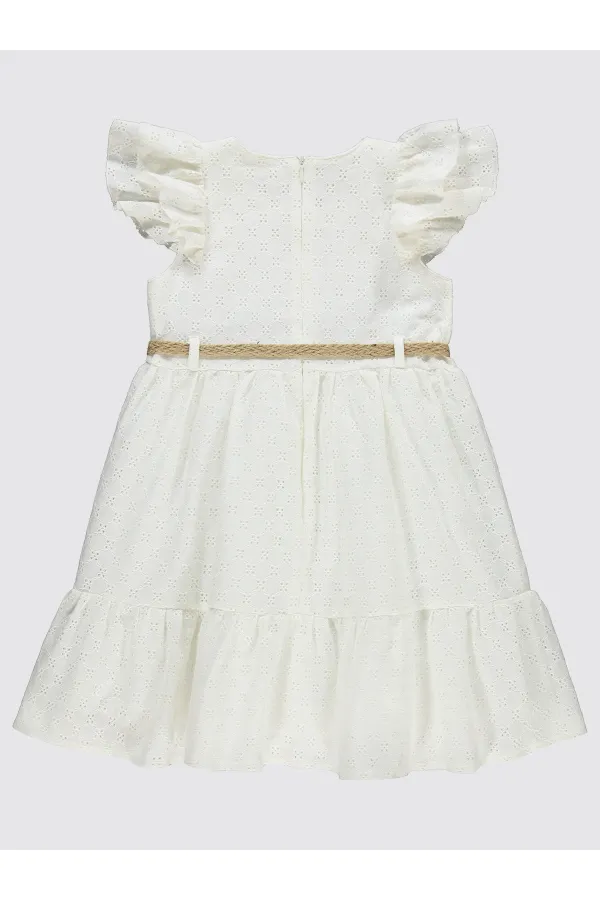 Ensemble gilet et robe pour fille de 6 à 9 ans, couleur écru - Pack