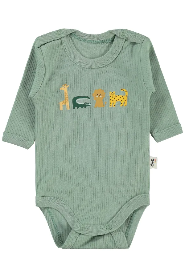 Bebek Çıtçıtlı Badi 0-24 Ay Haki - Paket