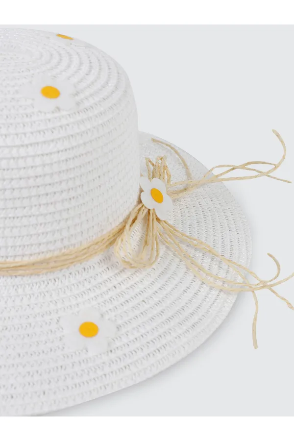 Kız Çocuk Şapka Bere 6-9 Yaş Beyaz - Paket