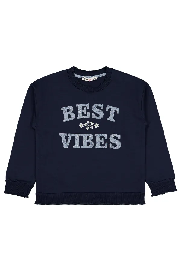 Girl's Sweatshirt 6-9 Years Old Navy Blue - Package