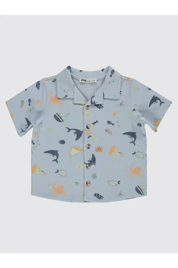 Erkek Çocuk Gömlek 2-5 Yaş Buz Mavi - Paket